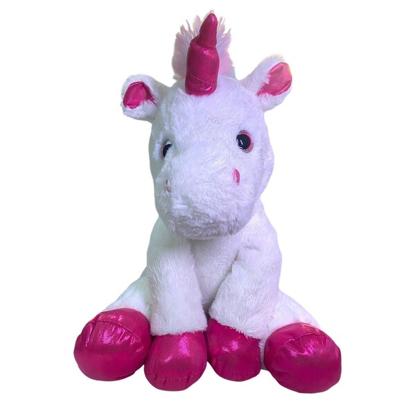 Tom's Toy Unicorn Plush 18” Stuffed Animal White Pink Shiny Hooves Colorful Hair - Picture 9 of 9